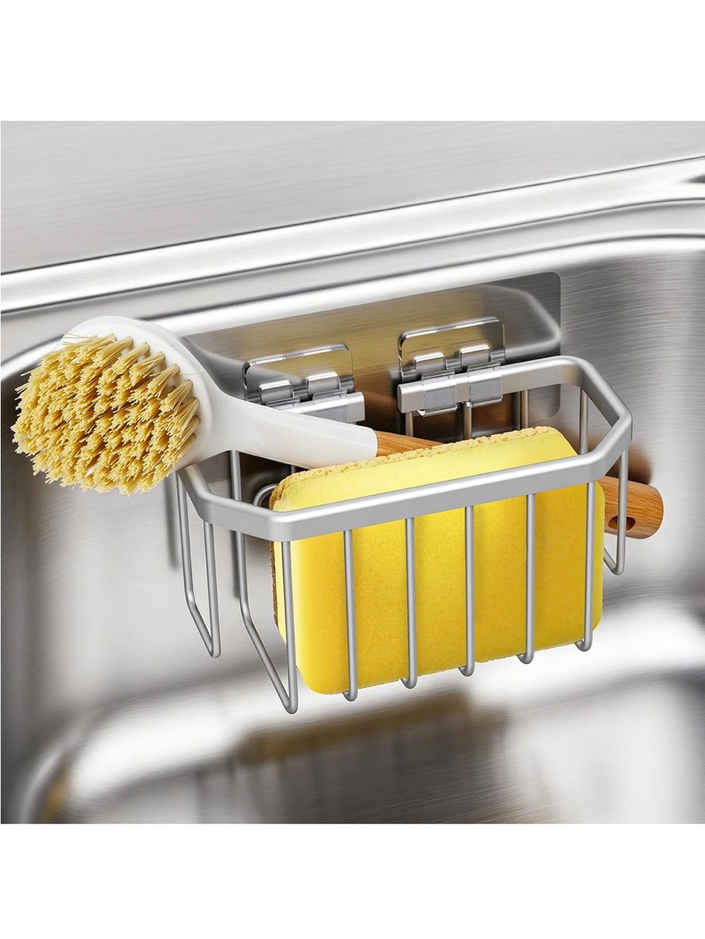 Stainless Steel Sink Caddy with Suction Mount - Silver